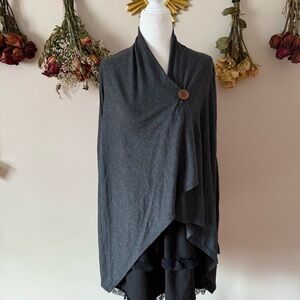 Fairycore/Whimsigoth Bobeau Charcoal Gray Wrap Cardigan with Button